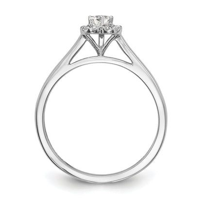 14K White Gold Diamond Heart CZ Halo Engagement Ring