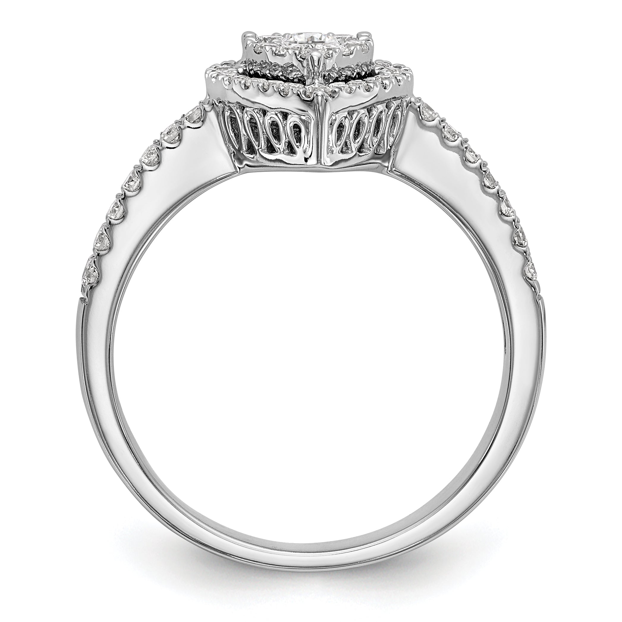 14K White Gold Complete Diamond Cluster Engagement Ring