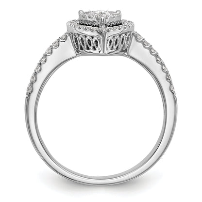 14K White Gold Complete Diamond Cluster Engagement Ring