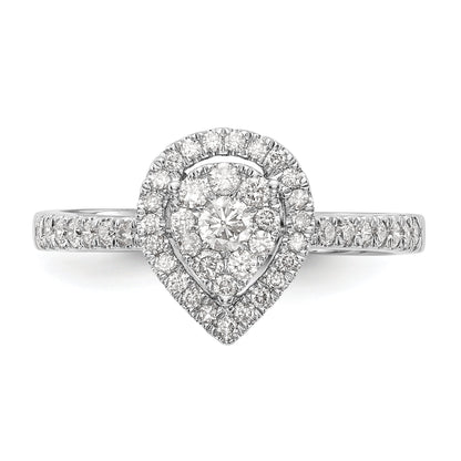 14K White Gold Complete Diamond Cluster Engagement Ring