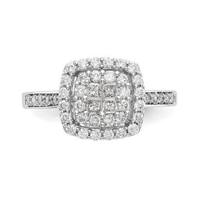 14K White Gold Complete Diamond Cluster Engagement Ring