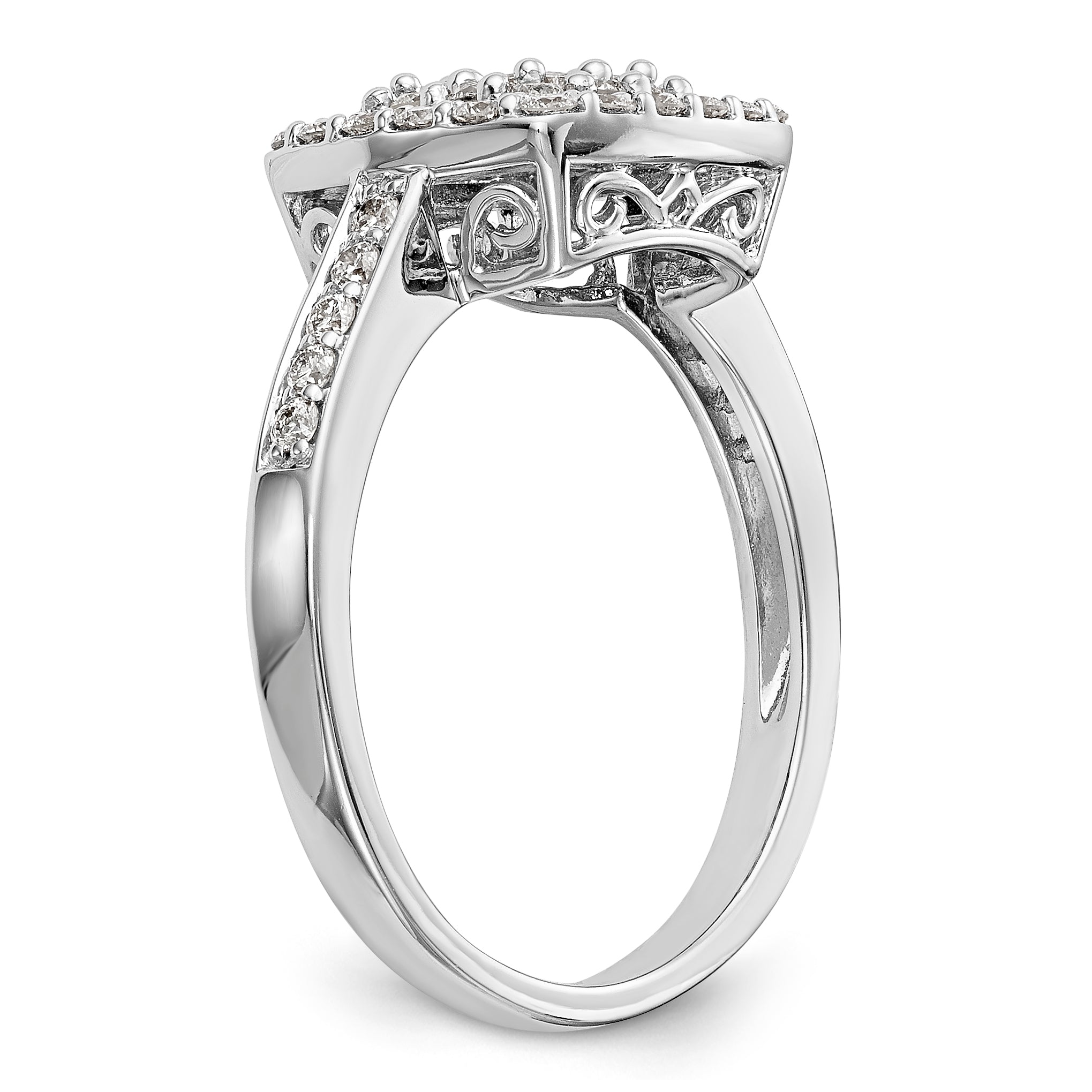 14K White Gold Complete Diamond Cluster Engagement Ring