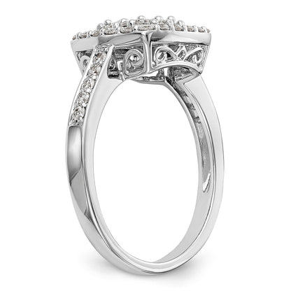 14K White Gold Complete Diamond Cluster Engagement Ring