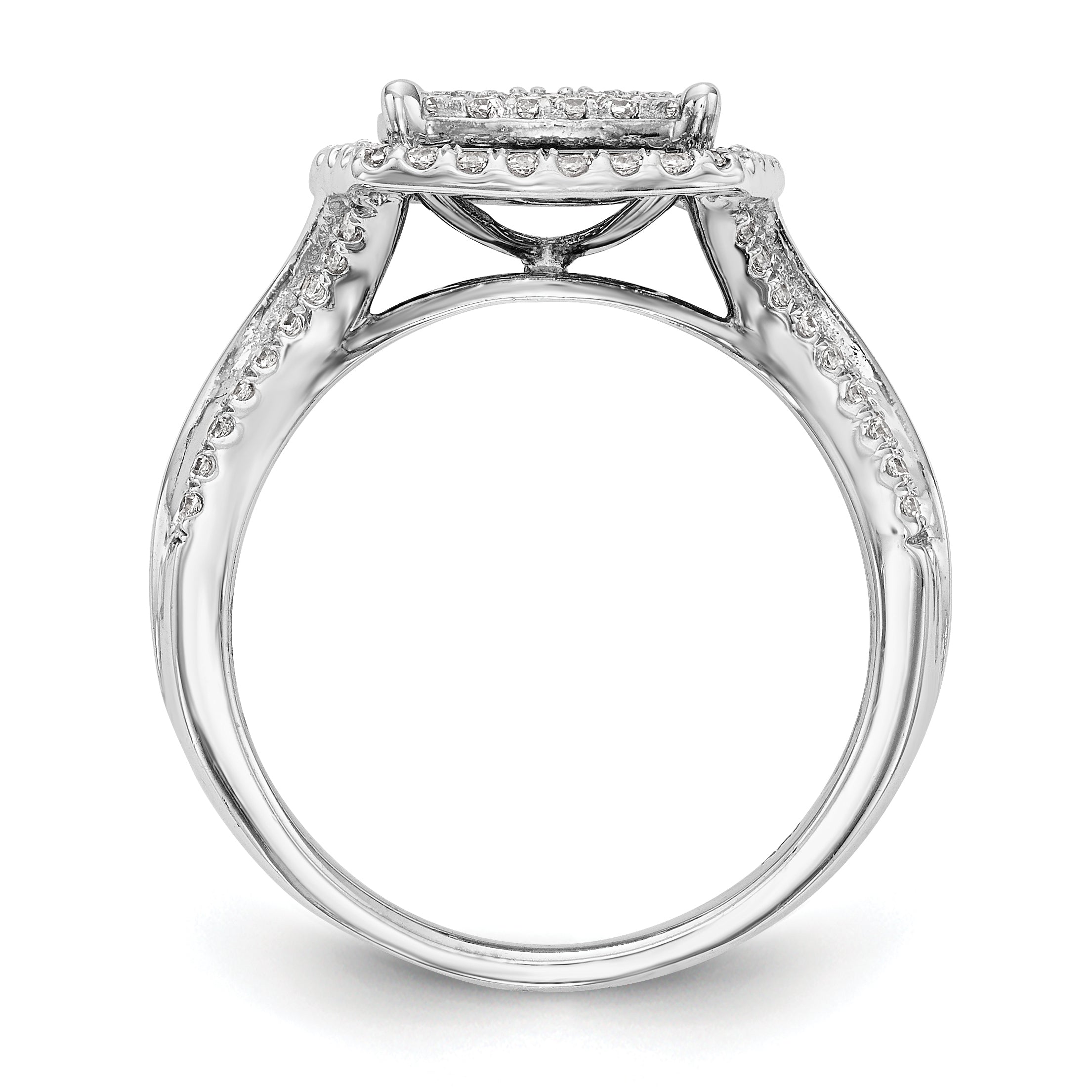 14K White Gold Complete Diamond Cluster Engagement Ring