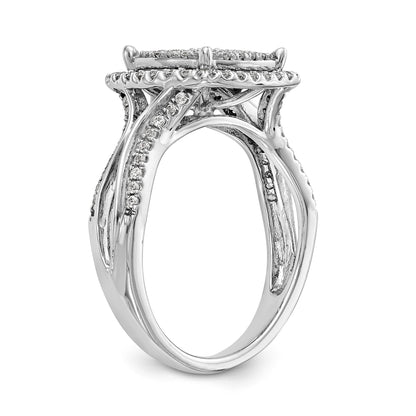 14K White Gold Complete Diamond Cluster Engagement Ring