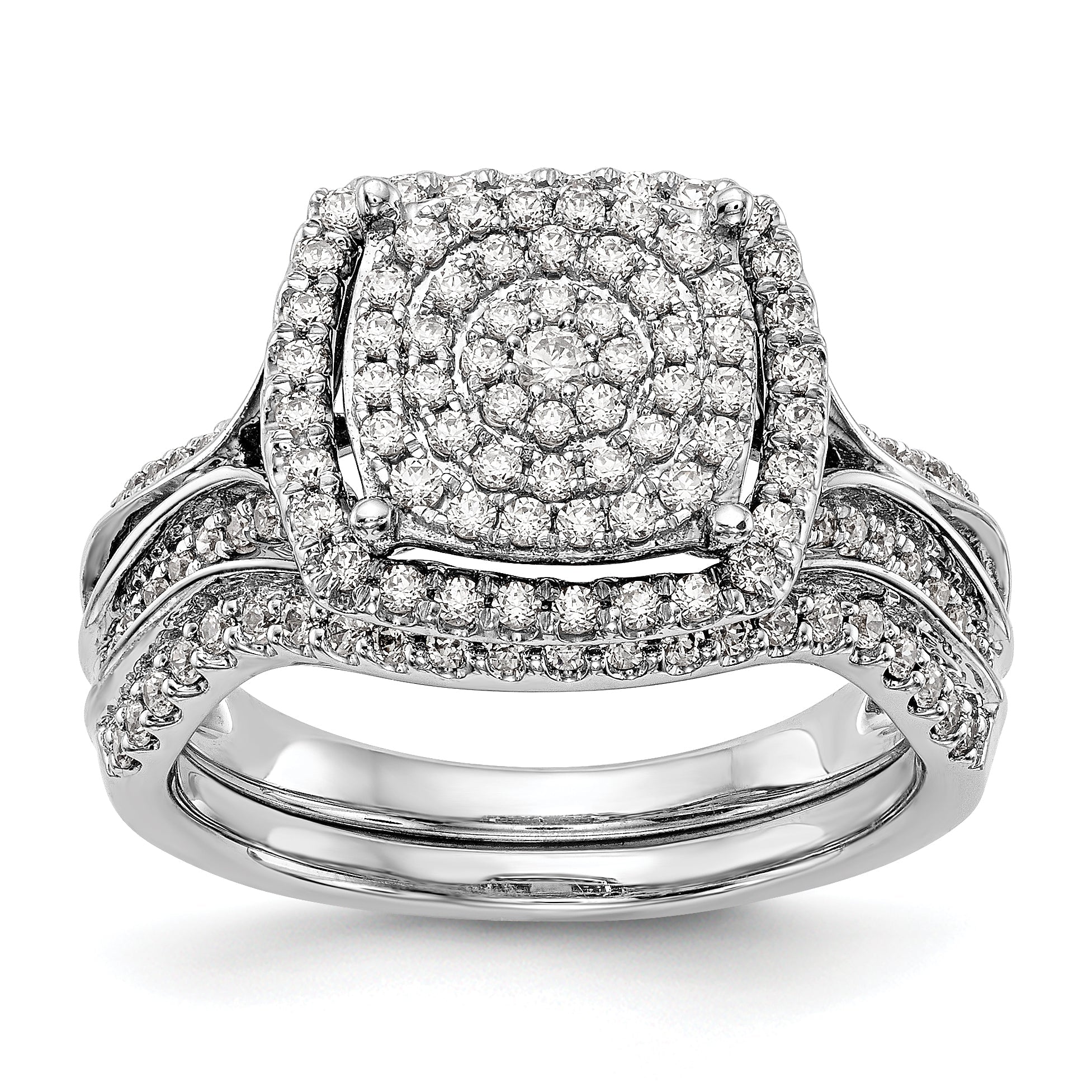 14K White Gold Complete Diamond Cluster Engagement Ring