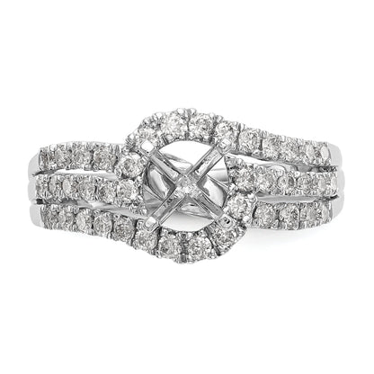 14kw Peg Set Diamond Round CZ By Pass Engagement Ring