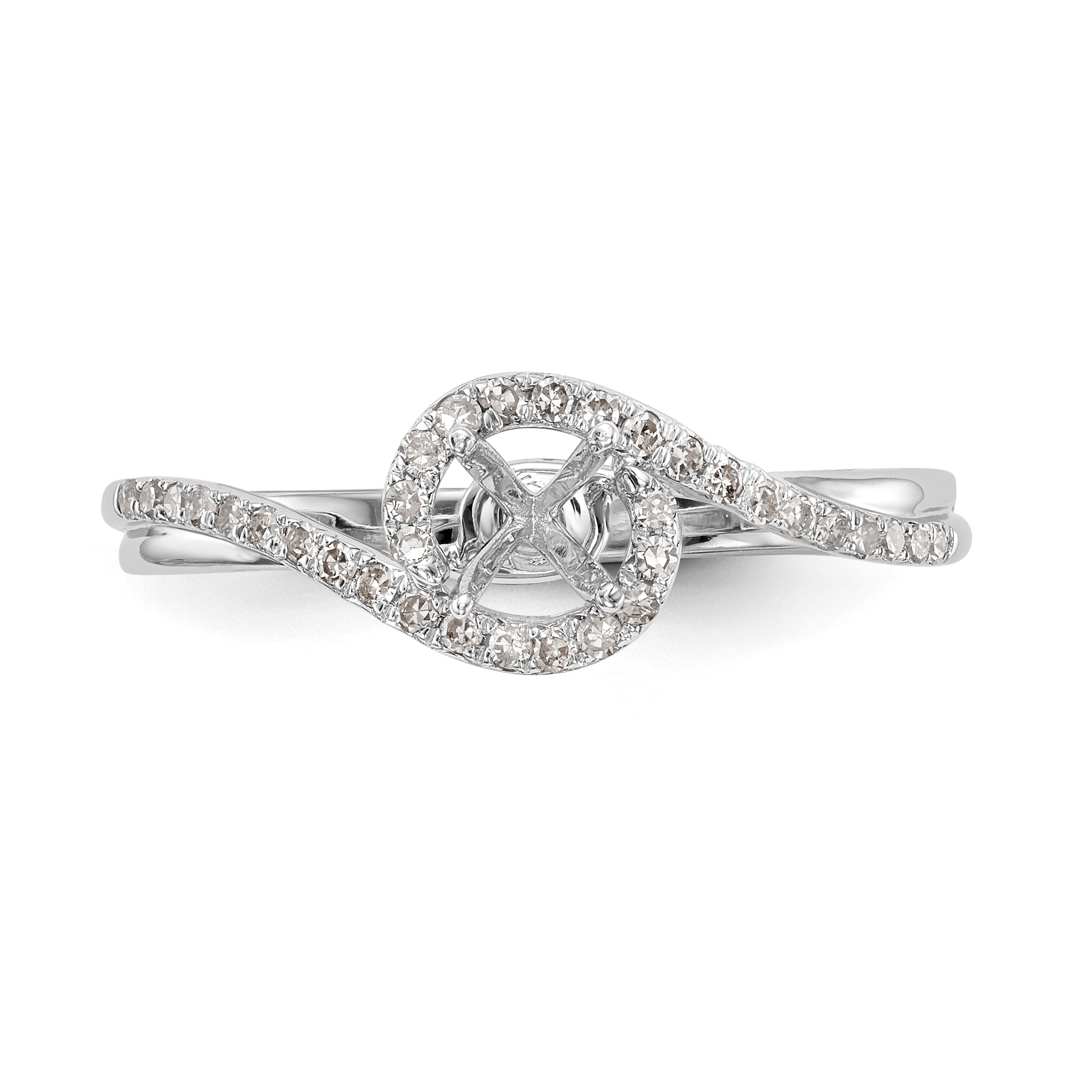 14kw Peg Set Diamond Round CZ By Pass Engagement Ring