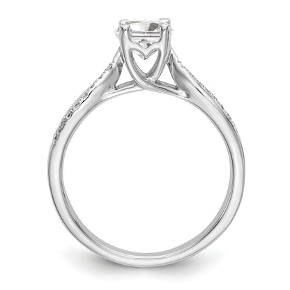 14k White Gold Diamond Princess CZ Criss Cross Engagement Ring