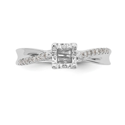 14k White Gold Diamond Princess CZ Criss Cross Engagement Ring