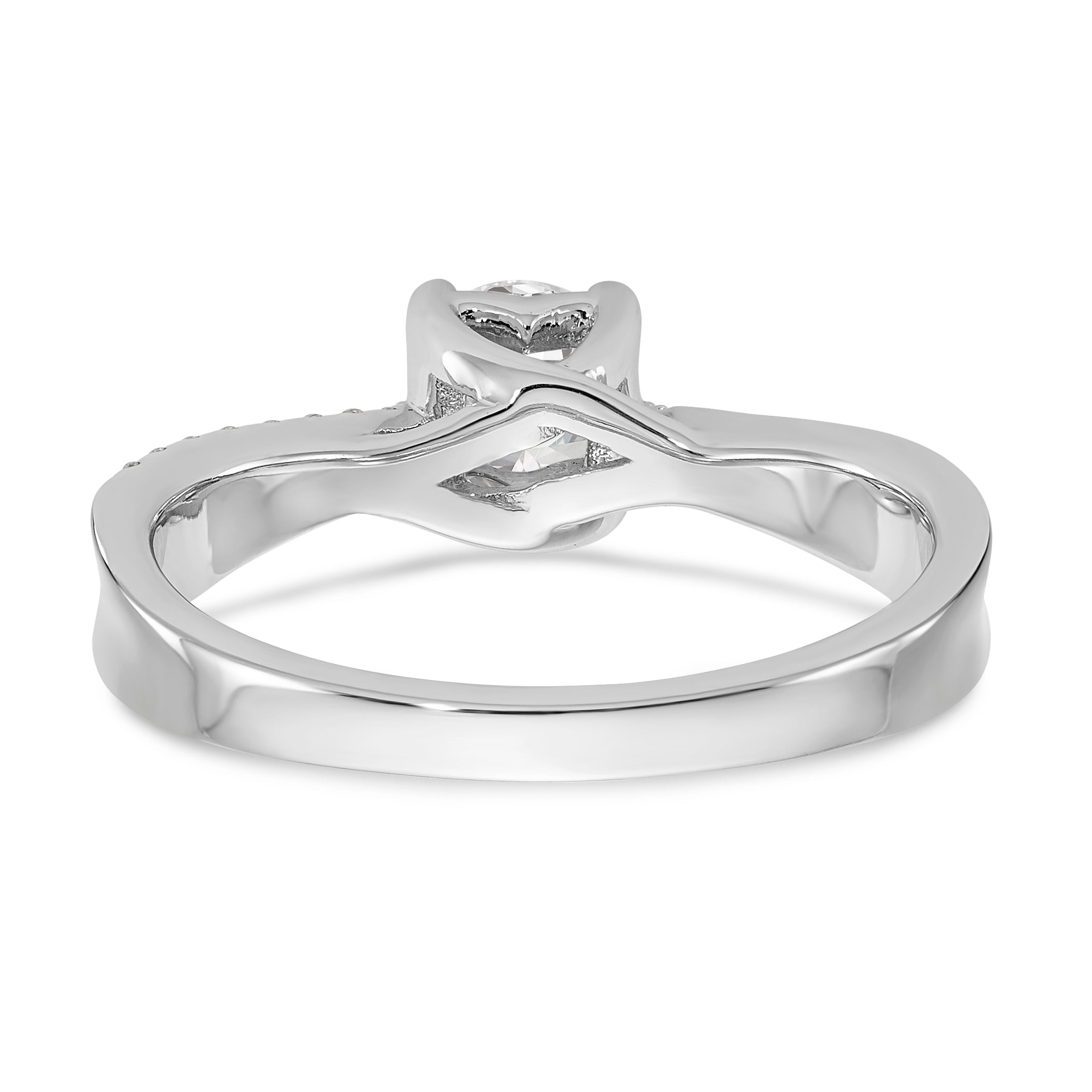 14k White Gold Diamond Princess CZ Criss Cross Engagement Ring