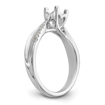 14k White Gold Diamond Princess CZ Criss Cross Engagement Ring