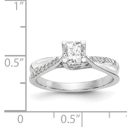 14k White Gold Diamond Princess CZ Criss Cross Engagement Ring