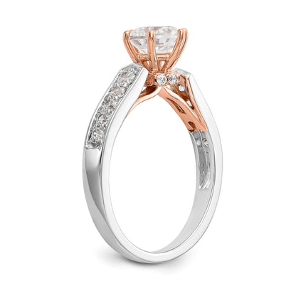 14K White Gold and Rose Simulated Diamond Engagement Ring