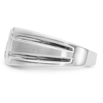 14K White Gold Diamond Men's Band