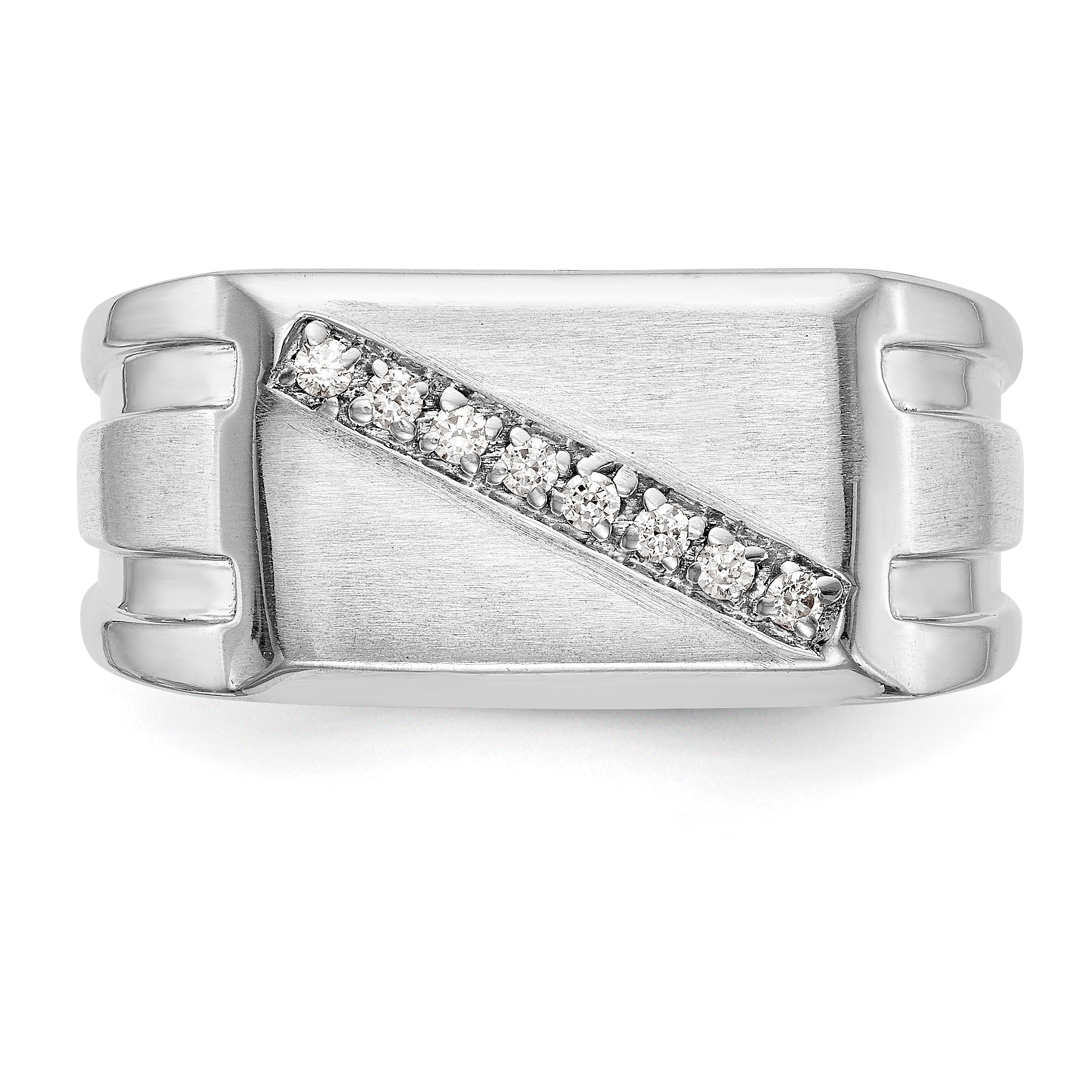 14K White Gold Diamond Men's Band