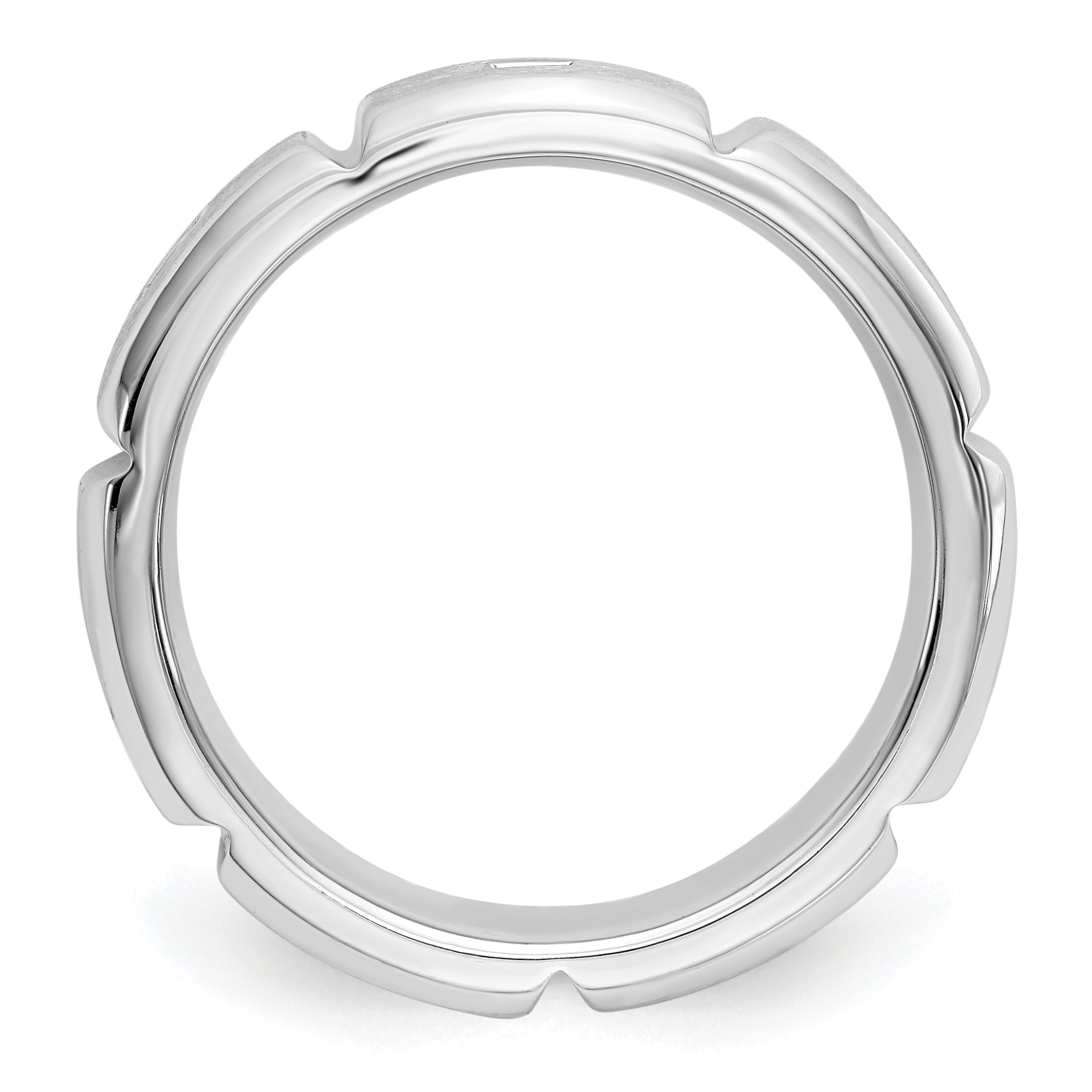 14K White Gold Diamond Men's Band