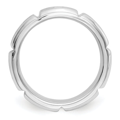 14K White Gold Diamond Men's Band