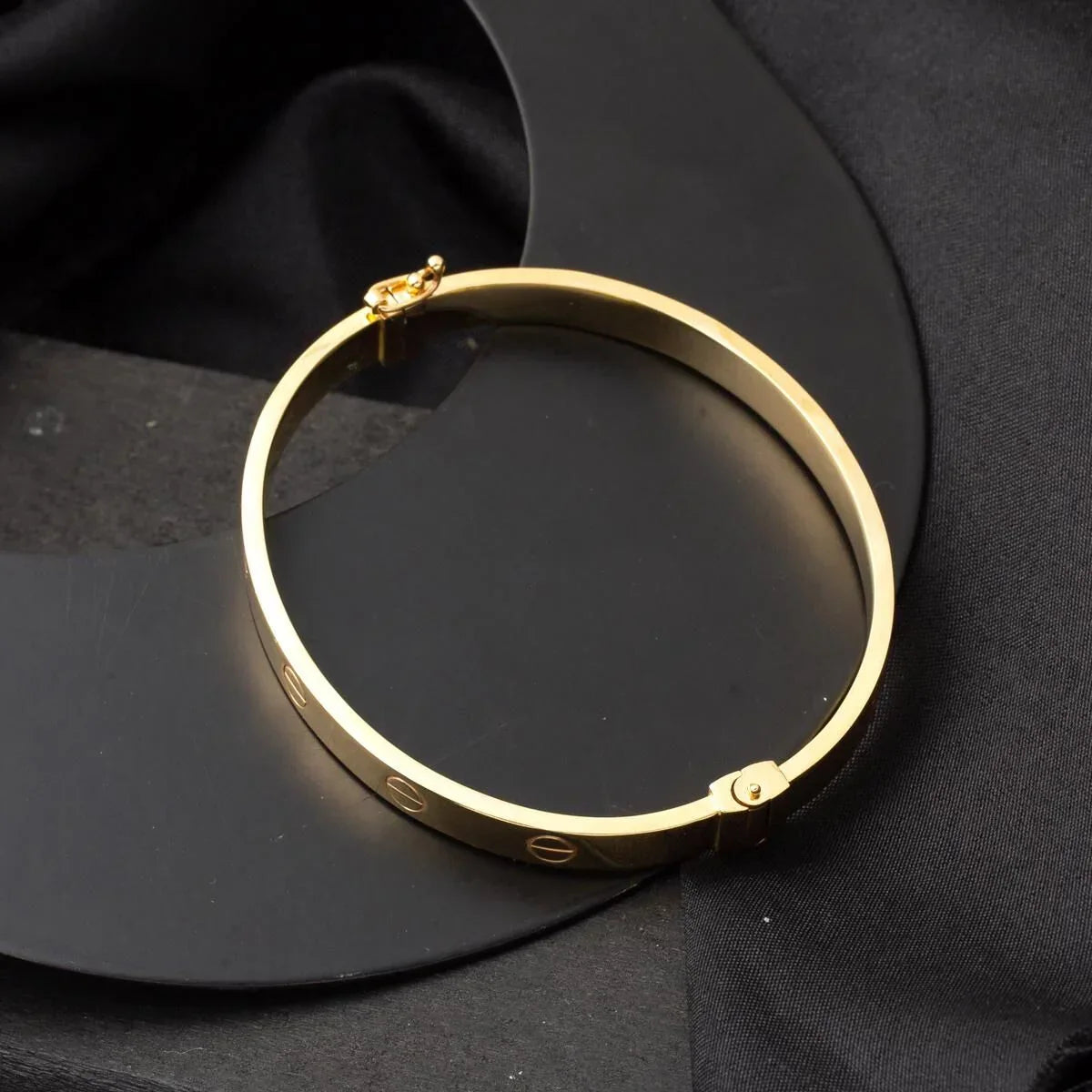 6mm Designer Inspired Hollow LOVE Bangle Bracelet Classic Model in Solid 14K Yellow Gold