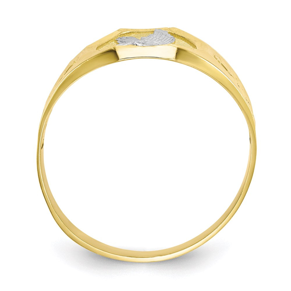 10k yellow gold rhodium mens eagle ring 10c1301