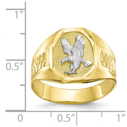 10k yellow gold rhodium mens eagle ring 10c1301