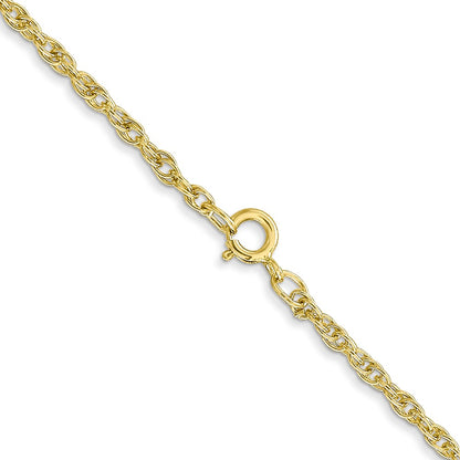 10K Yellow Gold 1.55mm Carded Cable Rope Chain Necklace
