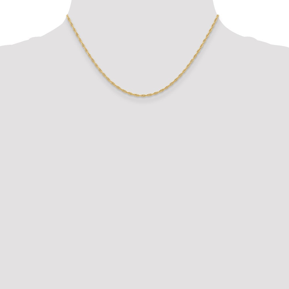 10K Yellow Gold 1.55mm Carded Cable Rope Chain Necklace