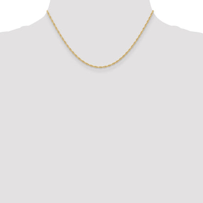 10K Yellow Gold 1.55mm Carded Cable Rope Chain Necklace