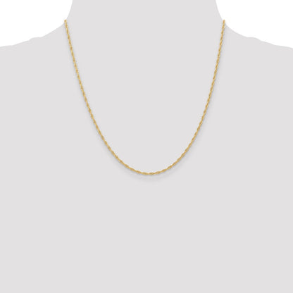 10K Yellow Gold 1.55mm Carded Cable Rope Chain Necklace