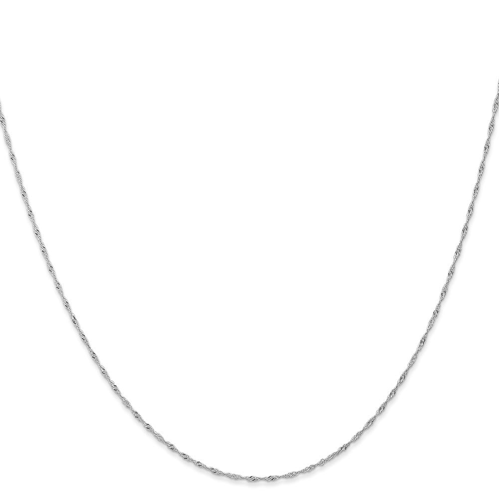 14K White Gold 16 inch Carded 1mm Singapore with Spring Ring Clasp Chain Necklace