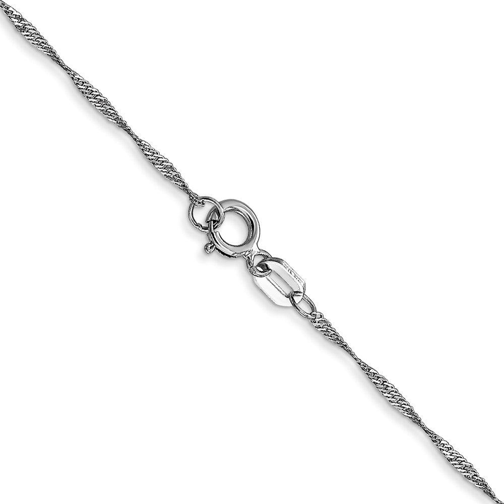 14K White Gold 16 inch Carded 1mm Singapore with Spring Ring Clasp Chain Necklace