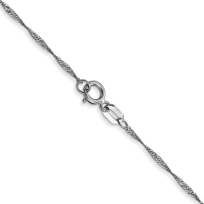 14K White Gold 16 inch Carded 1mm Singapore with Spring Ring Clasp Chain Necklace