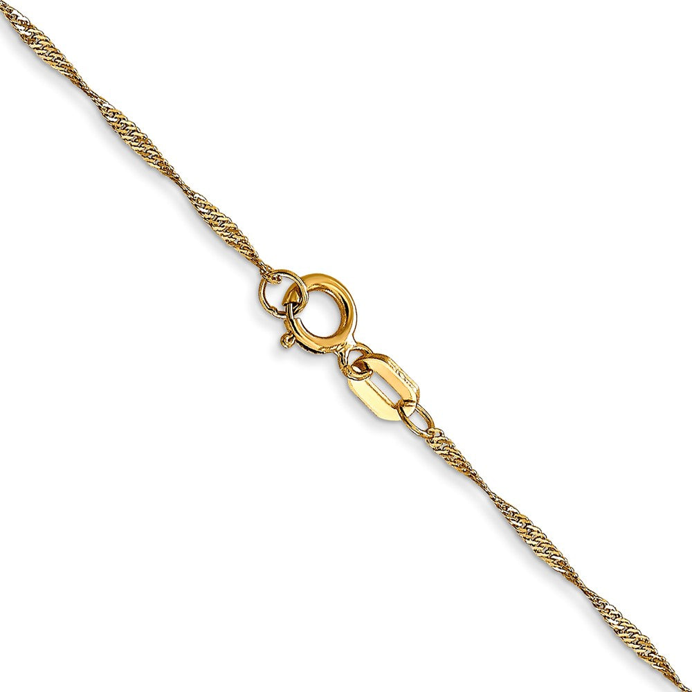 14K Yellow Gold 20 inch Carded 1mm Singapore with Spring Ring Clasp Chain Necklace