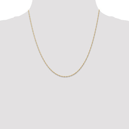 14K Yellow Gold 20 inch Carded 1mm Singapore with Spring Ring Clasp Chain Necklace