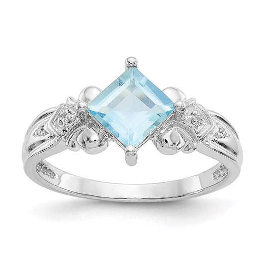 10k white gold aquamarine real diamond ring 10x207