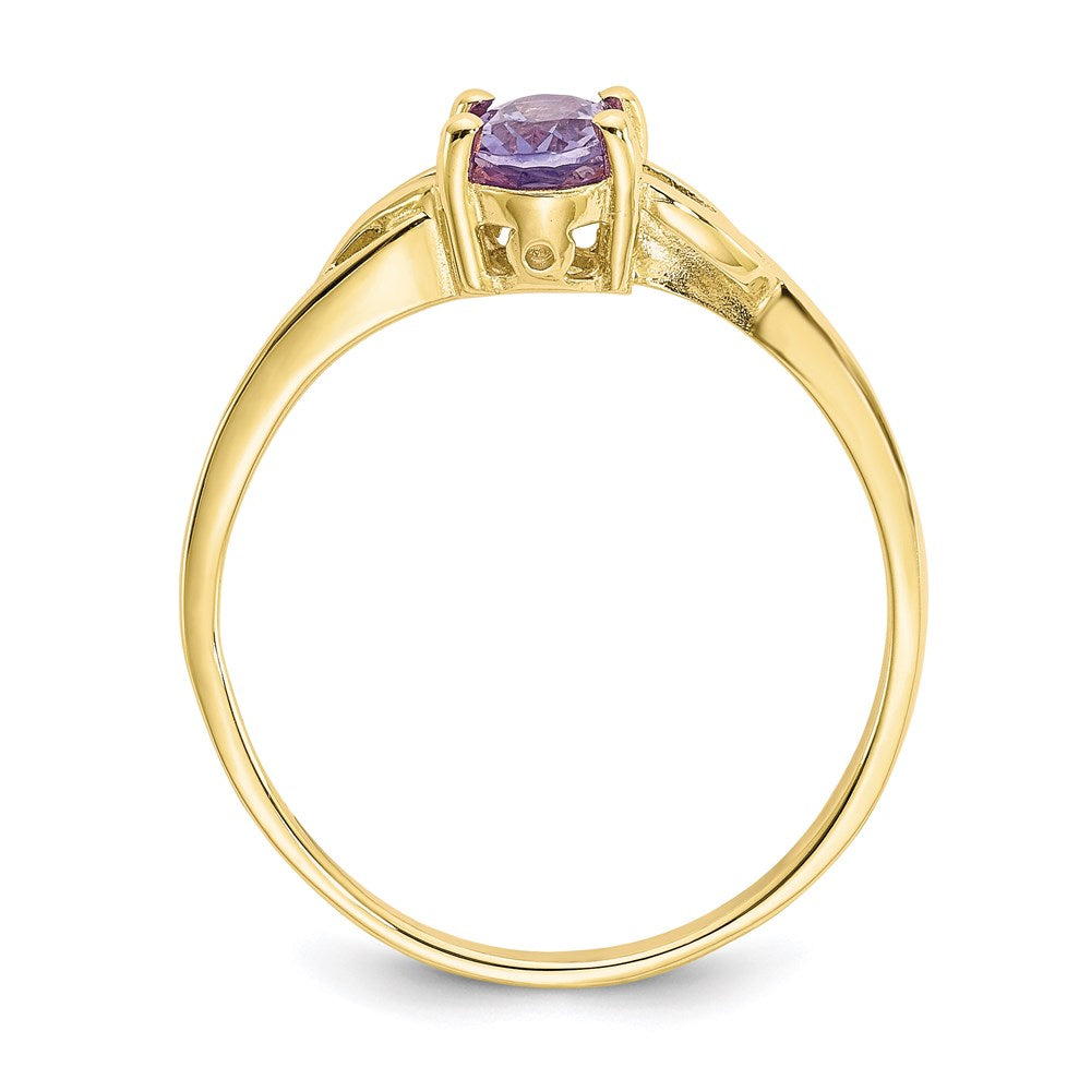 10k yellow gold polished geniune amethyst birthstone ring 10xbr131