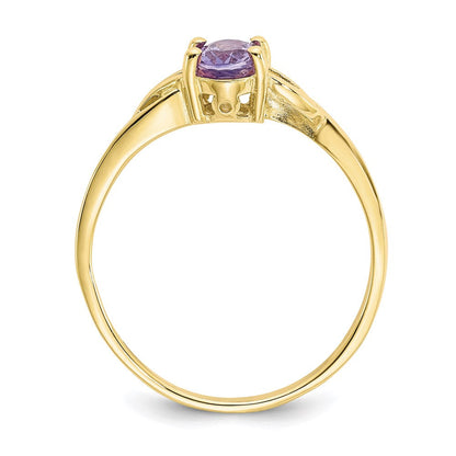 10k yellow gold polished geniune amethyst birthstone ring 10xbr131