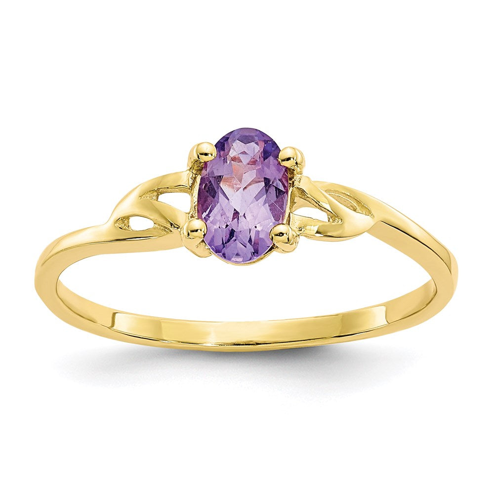 10k yellow gold polished geniune amethyst birthstone ring 10xbr131