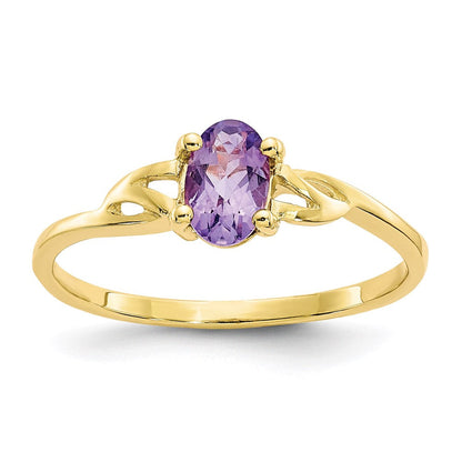 10k yellow gold polished geniune amethyst birthstone ring 10xbr131