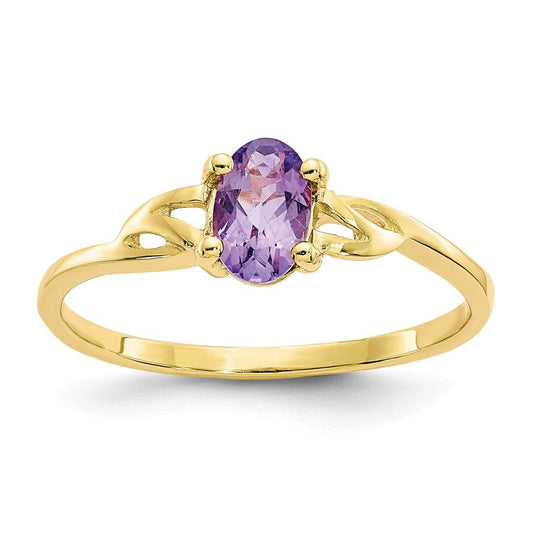 10k yellow gold polished geniune amethyst birthstone ring 10xbr131