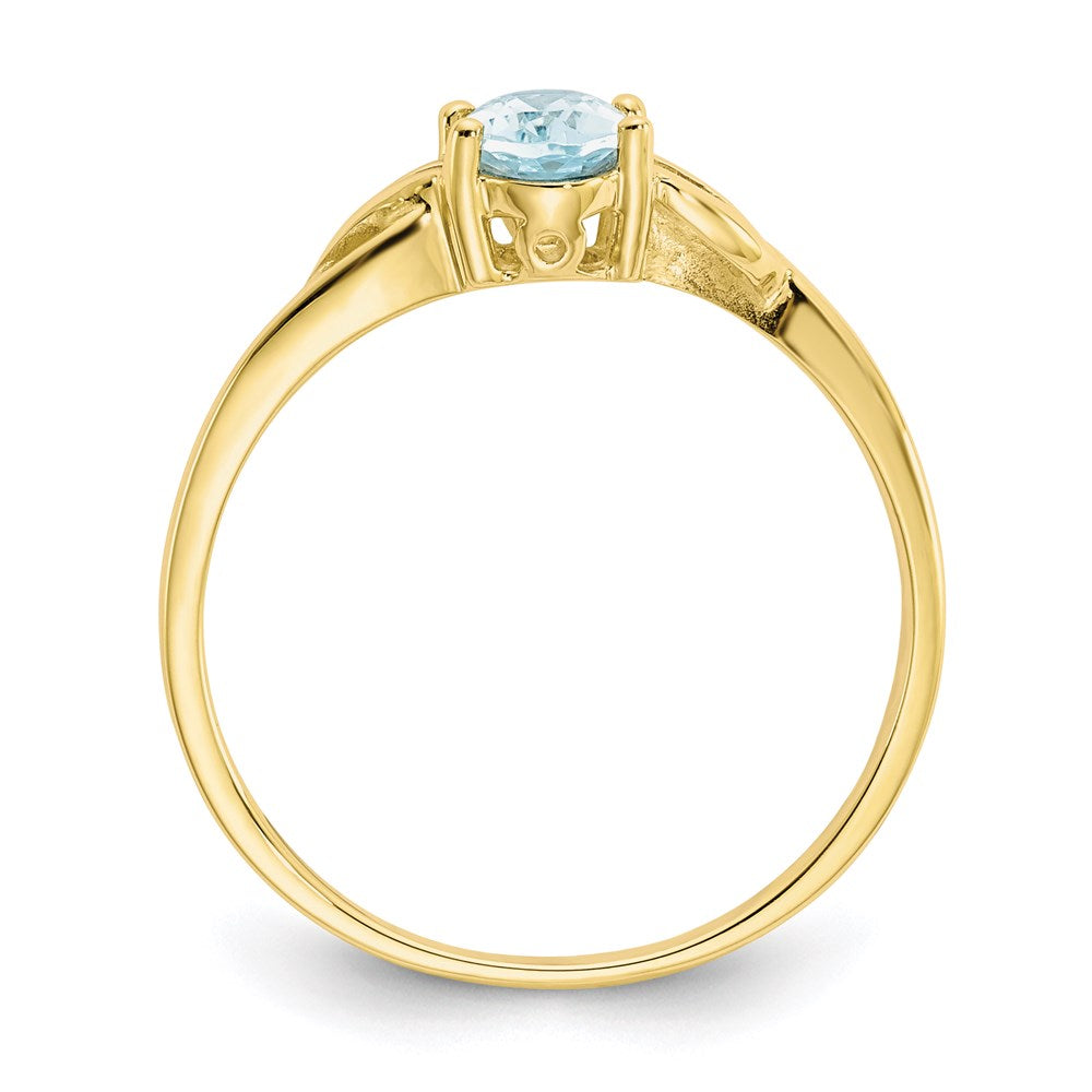 10k yellow gold polished geniune aquamarine birthstone ring 10xbr132