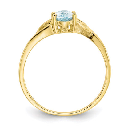 10k yellow gold polished geniune aquamarine birthstone ring 10xbr132
