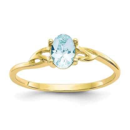 10k yellow gold polished geniune aquamarine birthstone ring 10xbr132