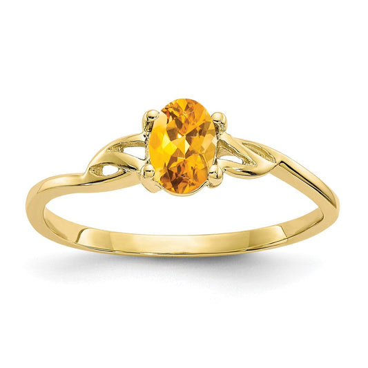 10k yellow gold polished geniune citrine birthstone ring 10xbr140