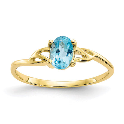 10k yellow gold polished geniune blue topaz birthstone ring 10xbr141