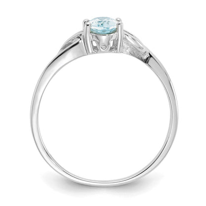 10k white gold polished geniune aquamarine birthstone ring 10xbr144