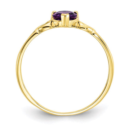 10k yellow gold polished geniune amethyst birthstone ring 10xbr155