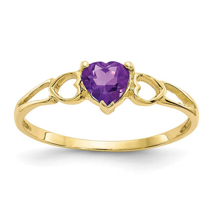 10k yellow gold polished geniune amethyst birthstone ring 10xbr155