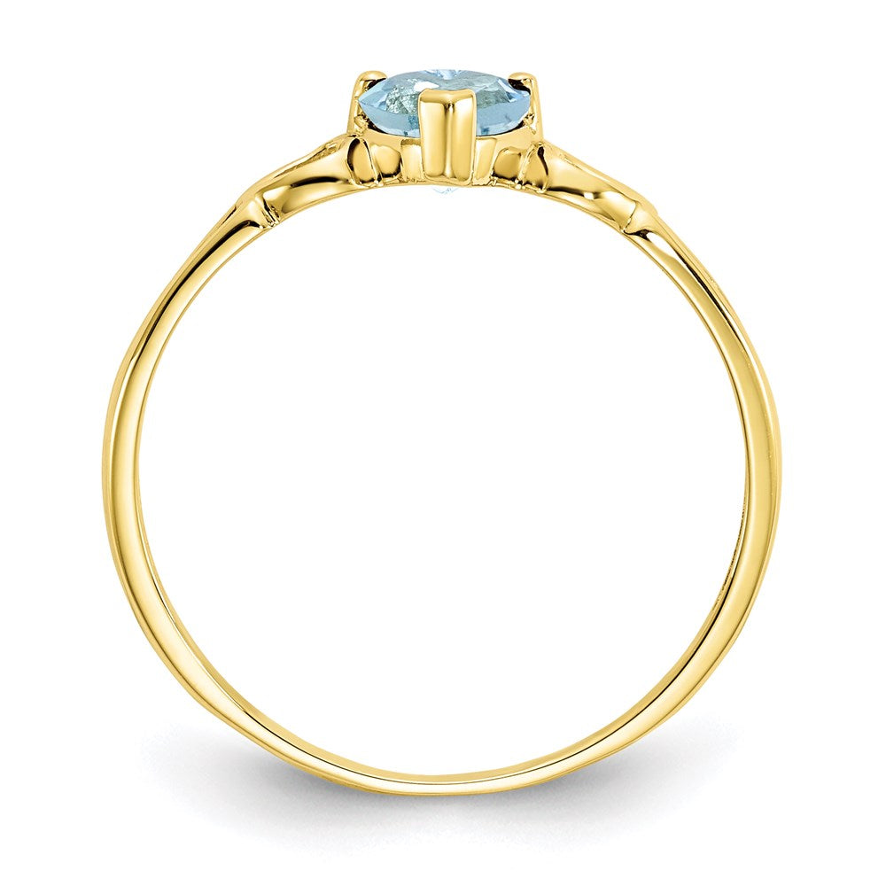 10k yellow gold polished geniune aquamarine birthstone ring 10xbr156