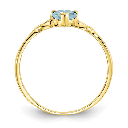 10k yellow gold polished geniune aquamarine birthstone ring 10xbr156